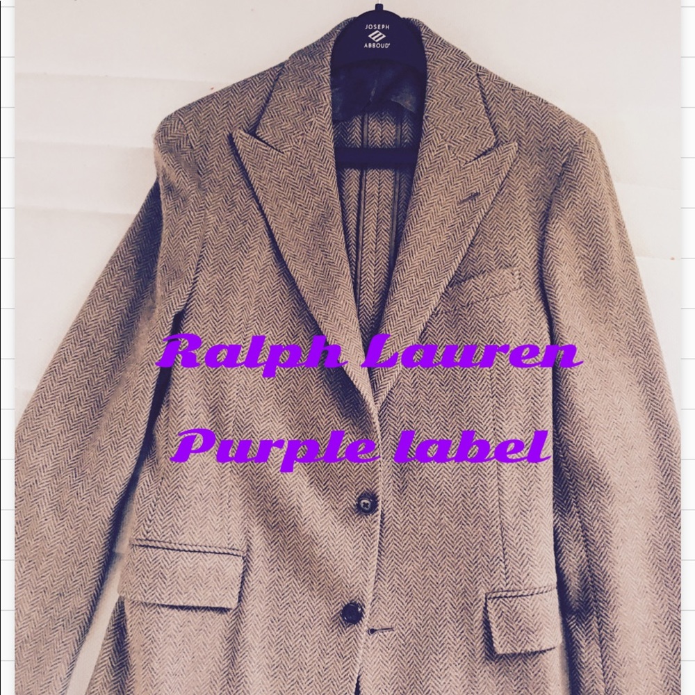 Ralph Lauren-Purple Label Herringbone Wool Coat